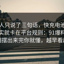 当事人只说了三句话，快充电池的争议其实就卡在平台规则：91爆料网把真相摆出来完你就懂，越早看越好
