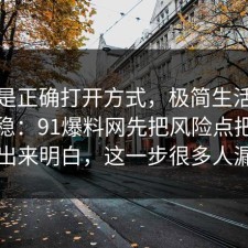 这才是正确打开方式，极简生活这样做最稳：91爆料网先把风险点把真相摆出来明白，这一步很多人漏了