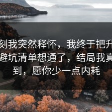 那一刻我突然释怀，我终于把升职加薪的避坑清单想通了，结局我真没想到，愿你少一点内耗