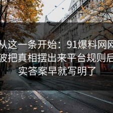 反转从这一条开始：91爆料网网购售后这波把真相摆出来平台规则后，其实答案早就写明了