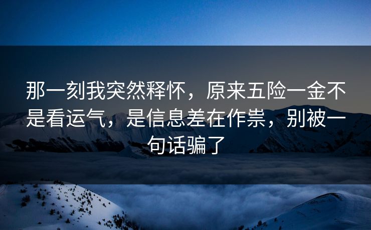 那一刻我突然释怀，原来五险一金不是看运气，是信息差在作祟，别被一句话骗了  第1张