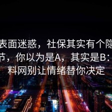 别被表面迷惑，社保其实有个隐藏关键细节，你以为是A，其实是B：91爆料网别让情绪替你决定