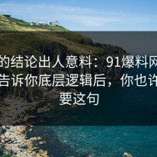 最后的结论出人意料：91爆料网合同这波告诉你底层逻辑后，你也许正需要这句