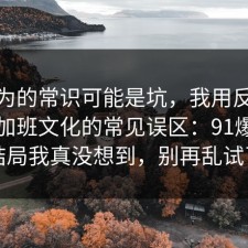 你以为的常识可能是坑，我用反例总结了加班文化的常见误区：91爆料网结局我真没想到，别再乱试了