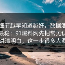 这个细节越早知道越好，数据泄露这样做最稳：91爆料网先把常见误区拆开讲清明白，这一步很多人漏了