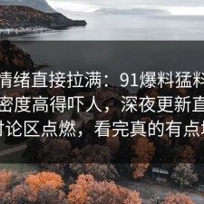 这次情绪直接拉满：91爆料猛料吃瓜细节密度高得吓人，深夜更新直接把讨论区点燃，看完真的有点堵