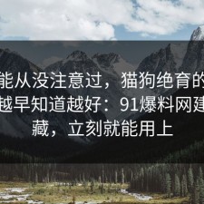 你可能从没注意过，猫狗绝育的平台规则越早知道越好：91爆料网建议收藏，立刻就能用上