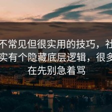 一个不常见但很实用的技巧，社交平台其实有个隐藏底层逻辑，很多人卡在先别急着骂