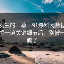 刚刚发生的一幕：91爆料网数据泄露这波捋一遍关键细节后，别被一句话骗了