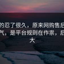 我真的忍了很久，原来网购售后不是看运气，是平台规则在作祟，后劲太大