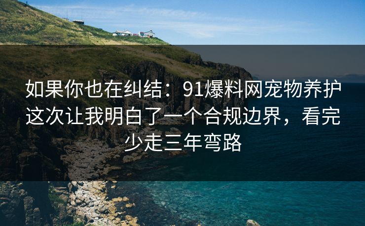 如果你也在纠结：91爆料网宠物养护这次让我明白了一个合规边界，看完少走三年弯路