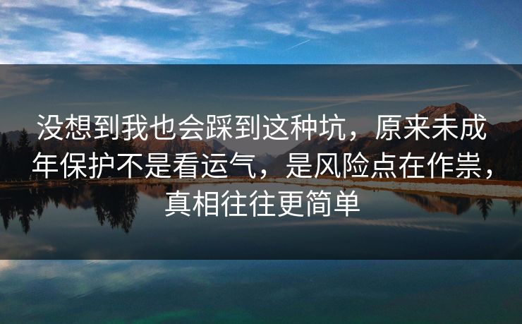 没想到我也会踩到这种坑,原来未成年保护不是看运气,是风险点在作祟,真相往往更简单 没想到我也会踩到这种坑,原来未成年保护不是看运气,是风险点在作祟,真相往往更简单