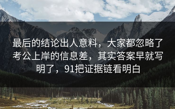 最后的结论出人意料，大家都忽略了考公上岸的信息差，其实答案早就写明了，91把证据链看明白