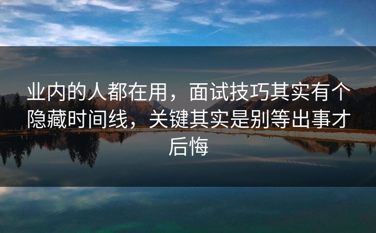 业内的人都在用，面试技巧其实有个隐藏时间线，关键其实是别等出事才后悔  第1张