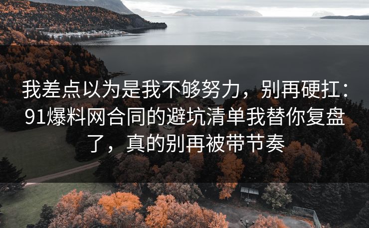 我差点以为是我不够努力，别再硬扛：91爆料网合同的避坑清单我替你复盘了，真的别再被带节奏  第1张