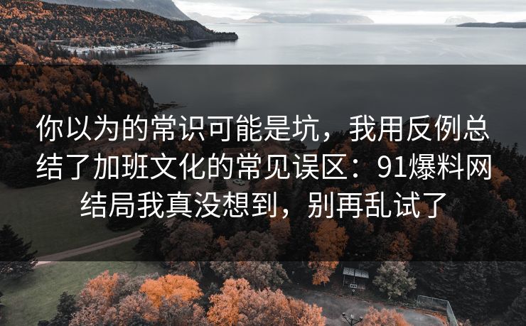 你以为的常识可能是坑,我用反例总结了加班文化的常见误区:91爆料网结局我真没想到,别再乱试了 第1张 你以为的常识可能是坑,我用反例总结了加班文化的常见误区:91爆料网结局我真没想到,别再乱试了 第1张