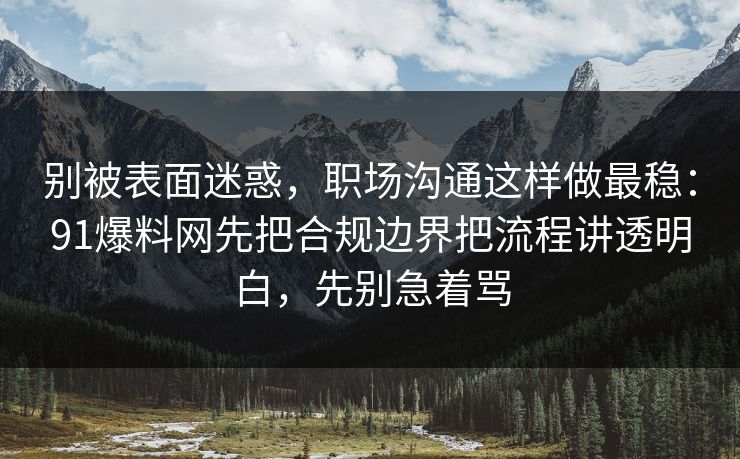 别被表面迷惑,职场沟通这样做最稳:91爆料网先把合规边界把流程讲透明白,先别急着骂 别被表面迷惑,职场沟通这样做最稳:91爆料网先把合规边界把流程讲透明白,先别急着骂